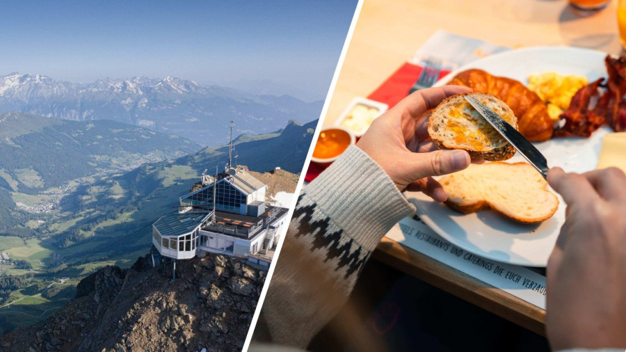 Frühstück im Panoramarestaurant Rothorngipfel auf der Lenzerheide