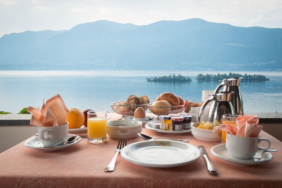 Frühstück im Boutique Hotel La Rocca in Porto Ronco/Ascona